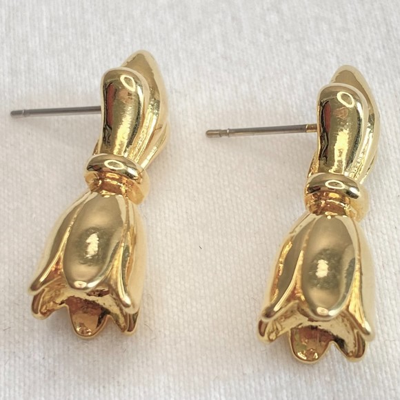 Three In One Earrings Gold Tone Tops With Detachable Faux Pearl Studs - Picture 8 of 14